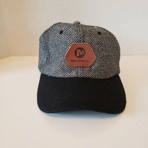 Merrell Black/Gray Herringbone Tweed Hat  with Adjustable Strap.